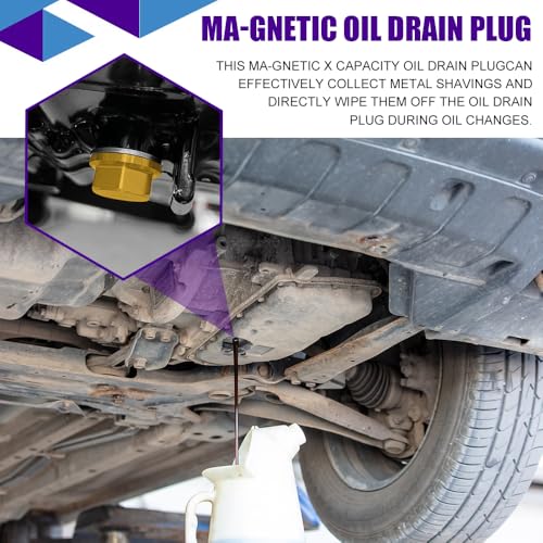 M14×1.5 Magnetic Oil Drain Plug, Transmission Oil Plug, Oil Pan Sump Drain Nut Bolt Screw Repair Kit, Car Magnetic Oil Drain Plug Removal Tool for Honda, Mazda, Suzuki, Jeep, Odyssey - color: Gold