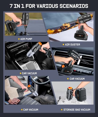 Car Vacuum Portable Cordless, High Power Suction & Blower, Handheld Vacuum Cleaner for Car, Home, Desktop, Keyboard,Birthday Gifts for Men Dad Husband(Ebony Black)