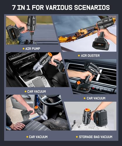 Car Vacuum Portable Cordless, High Power Suction & Blower, Handheld Vacuum Cleaner for Car, Home, Desktop, Keyboard,Birthday Gifts for Men Dad Husband(Ebony Black)