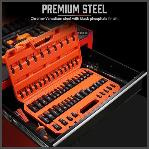 HORUSDY 66-Piece Allen Socket Set, Torx Bit & Female External Star Sockets | Durable S2 Steel SAE & Metric Kit for Automotive, Motorcycle & Home Repair | T8-T70, E4-E24 with 4 Impact Adapters - style: 66PC Torx & Hex Set