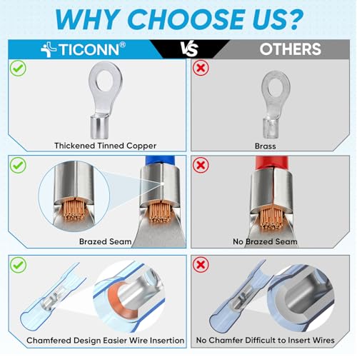 TICONN 330Pcs Heat Shrink Wire Connectors, Waterproof Automotive Marine Electrical Terminals Kit, Crimp Connector Assortment, Ring Fork Spade Butt Splices - style: 330PCS Combo