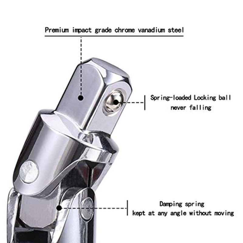 3PCS Universal Joint Set Ratchet Angle Extension Bar Socket Adapter Manual and Pneumatic Bendable Adapter Socket Tools NEW