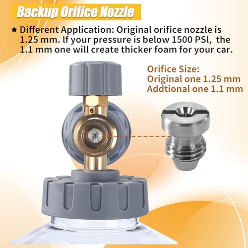 Tool Daily Pressure Washer Foam Cannon with Dual Connector, 1.5 Liter | Adjustable Soap Cannon with M22-14mm and 1/4” Quick Connect Fittings, Wide Mouth, Additional Orifice Nozzle 1.1mm, 3600 PSI - color: Grey, Yellow