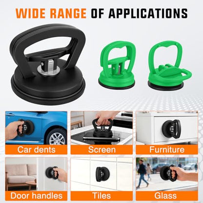 GOOACC Car Dent Puller 3 Pack Black Green Powerful Suction Cup Puller with Handle Lifter Large & Small Pullers Paintless Dent Repair Tool Kit for Car Body Fridge Glass Tiles Screen Object Moving - color: Black+Green