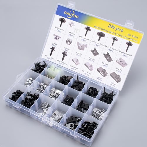 240pcs Body Multipurpose Bolt & U-Nut Kit Assortment for GM Ford Chrysler