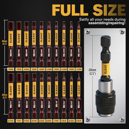 21-Piece 2.5" Allen-Wrench Hex Drill Bit Set, Durable Impact Allen Key Set, Long-Lasting Strong Magnetic Hex Screwdriver Bit Set, SAE & Metric Size, Mechanic Automotive Furniture DIY Home Repairs - style: 21-Piece