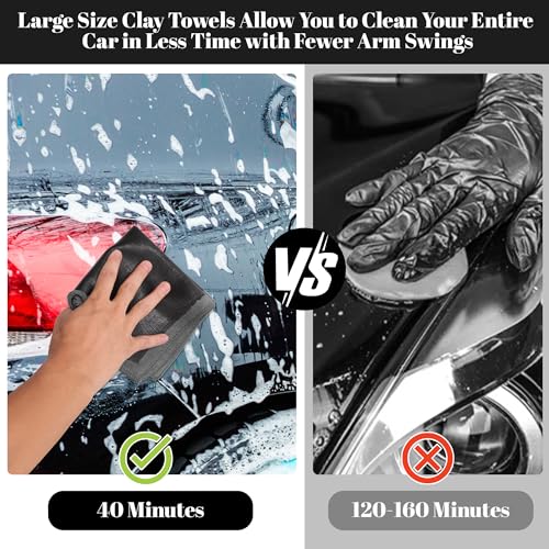 Clay Towel 2 Pack 12 x 12 Inch, Gray Clay Bar Towel for Auto Detailing Microfiber Car Cloth Cleaner Automotive for Car Detailing - color: Gray