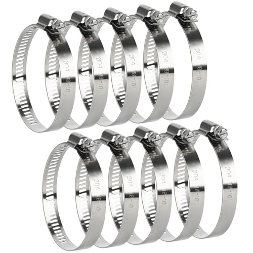 4 Inch Hose Clamp, 10 Pack Stainless Steel Hose Clamps for 3 1/2 Inch to 4 1/2 Inch Hose Pipe Adjustable Large Worm Gear Hose Clamp Assortment Kit for Automotive Plumbing Mechanical Dryer Vent - color: Metallic 10 Pcs, size: 4"