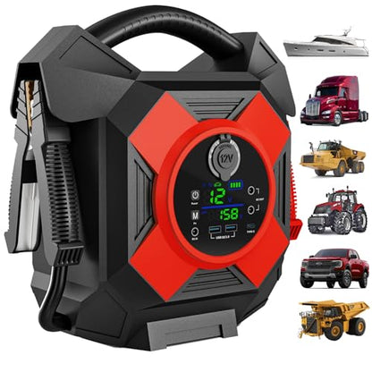 DM1264 Semi Truck Jump Starter Heavy Duty, 12V, 30000A Peak, -40°F Cold Weather Workable, Jump Pack Battery Booster for Big Rig, Heavy-Duty Diesel or Gasoline Engines Up to 50L, Class 8 - color: red