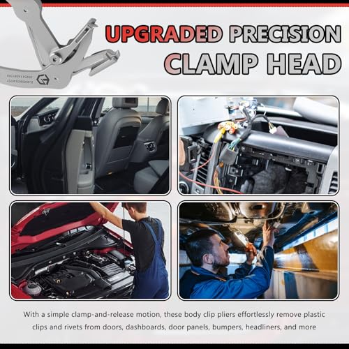 2026 Upgrade Spring-Loaded Car Clip Pliers,Stainless Steel Panel Clip Removal Pliers,Multi-Functional Car Clips Remover Tool for Removing Door Panel Trim Bumper Clips - color: Red