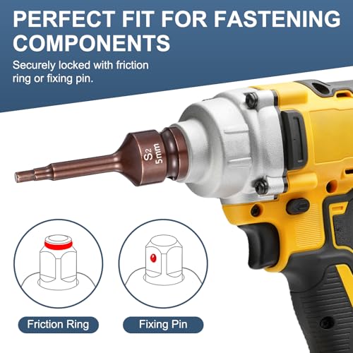 HARFINGTON 2pcs Impact Hex Bit Socket 1/2" Drive 5H (5mm) Hex Bits 3" Length S2 Steel Metric Impact Wrench Socket Adapter Tool for Automotive Repair Industrial Construction and Home DIY - size: H5 x 1/2" x 3"