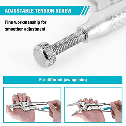 DURATECH 6-1/2Inch Long Nose Locking Pliers, Premium Cr-V Construction, Long Nose Pliers with Wire Cutter for Easy Access to Hard to Reach Areas
