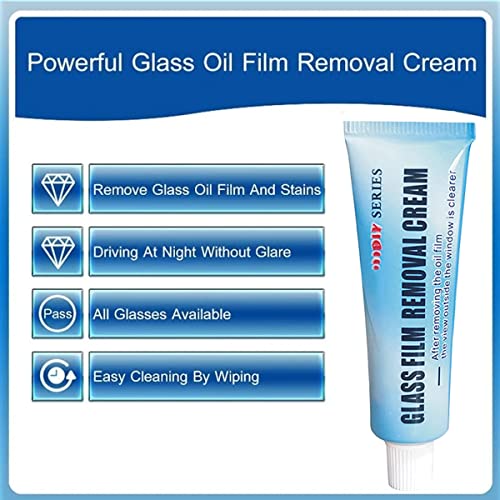 Car Glass Oil Film Cleaner, Glass Oil Film Remover for Car, Glass Film Removal Cream, Car Windshield Oil Film Cleaner, Glass Stripper Water Spot Remover with Sponge and Towel (5 Set) - color: 5 Set