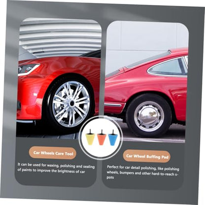 ULTECHNOVO 3pcs Auto Wheel Polishing Pads Buffing Sponge Cones Car Wheels Maintenance Tool Drill Buffing Kit Detailing