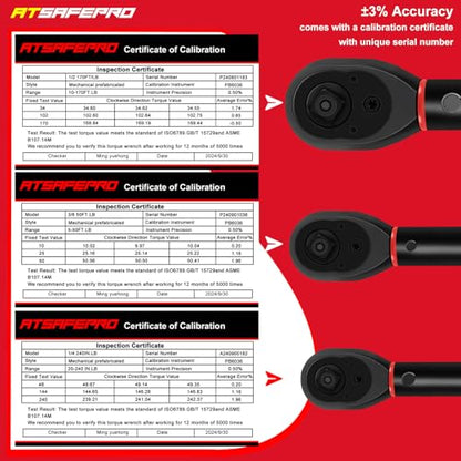 Torque Wrench Set,1/4 3/8 1/2-inch Drive Torque Wrench-20-240 in.lb,5-50 ft.lb,10-170 ft.lb,72-Tooth Dual Range Scales and Dual-Direction Adjustable Torque Wrench for Bike, Moto and Car Maintenance - style: 1/4" 20~240 IN.LB Torque Wrench 3/8" 5~50 FT.LB