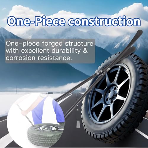 2 PCS 38" Heavy Duty Tire Iron Bar - Forged 40Cr Steel Tire Spoon for Semi Trucks, Tractors, Buses & RVs - Extra Long Leverage Tool for Quick Mount & Demount - Rust Proof Black Coating - size: 2pcs(38in)
