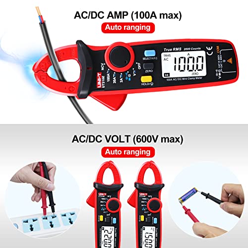 UNI-T UT210e Digital Clamp Meter AC DC Amp Meter Clamp Multimeter True RMS 2000 Counts Voltmeter Continuity Tester Capacitor HVAC Tool Multi Tester - size: UT210e clamp meter (ac/dc)