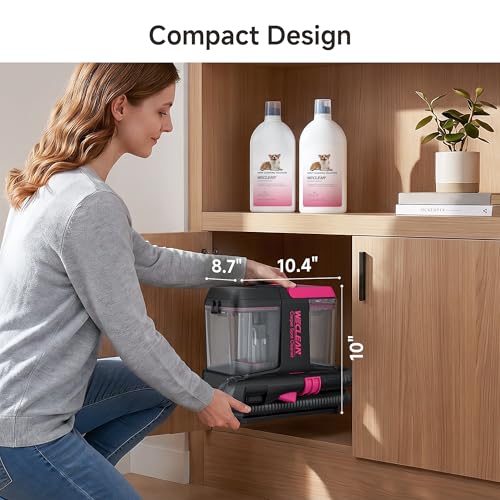 WECLEAN C5 Portable Carpet Cleaner Upholstery Deep Cleaner, Deep Cleaning for Carpet,Car Couch, with Deep Cleaning Solution,Blackpink - color: Black pink