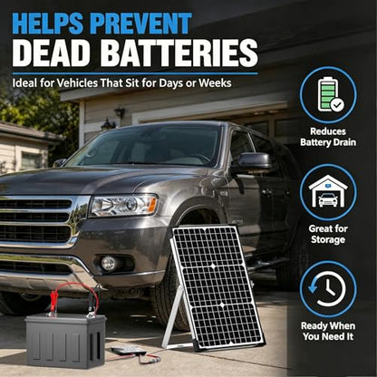 Voltset 30W Solar Battery Charger - 12V Solar Panel Kit with 10A Smart Charge Controller - IP67 Waterproof Solar Trickle Charger Maintainer - Adjustable Mount Bracket for RV Boat Car Motorcycle - size: 30W