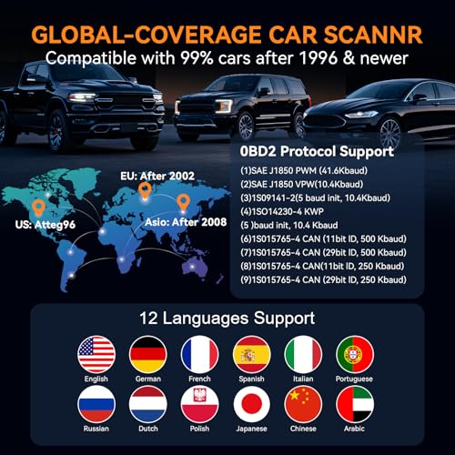 Enhanced OBD2 Scanner Diagnostic Tool - Check Engine Code Reader with Battery Tester, EVAP, Live Data, Mode 6/8, Professional Car Scan Tool with Freeze Frame, DTC Lookup for All OBDII Vehicles 1996+