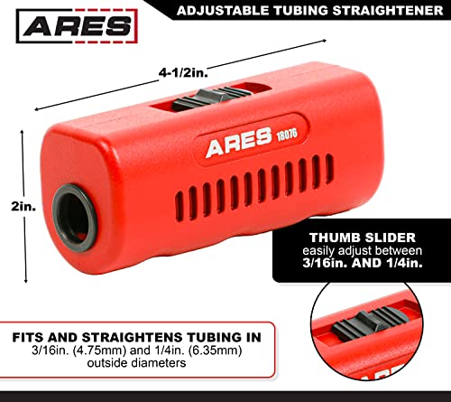 ARES 18076 – Adjustable Tubing Straightener – Straightens 3/16-Inch and 1/4-Inch Diameter Tubing – Use with Steel, Stainless, Copper, and More – Ergonomic Handheld Design - size: Adjustable Tubing Straightener