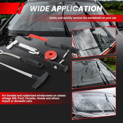 DASBET 7-Piece Windshield Removal Tool Kit for Classic Vintage Car, Windscreen Remover Set, Automotive Wind Glass Remover Hand Tool