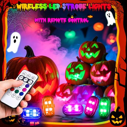 6PCS Wireless LED Strobe Lights, Upgraded 4LEDs RGB Lights for Cars Trucks | Create Brighter Lighting Effects for Vehicle Customization, 6PCS Rechargeable Lights for Motorcycles Camping - size: 6PCS (Upgraded 4LEDs)