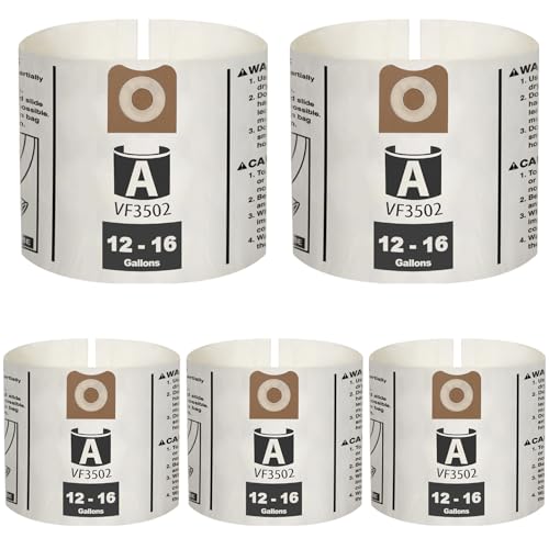 SpaceTent 5 Pack VF3502 Replacement for Rigid Shop Vac Bags Size A, compatible with RIDGID 12-16 Gallon Wet/Dry Vacuums, Part# 23743, Average Performance Dust Filter Bags - size: 5PK, style: Average Performance