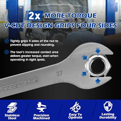 10-Piece Super Thin Open-End Wrench Set, Metric 5.5–27mm, 3mm Thickness Slim Wrench Set for Tight Spaces, Nickel Plated Flat Wrenches with Rolling Storage Pouch - style: 10-Pc Metric (3mm Super Thin)