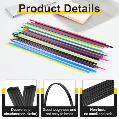 HARFINGTON 2set(10pcs) Plastic Welding Rods 20inch PP Welding Strips Welder Rods for Car Bumper Kayak Daily Repair Plastic Welder Car Bumpers, Black - color: Black, size: 20inch