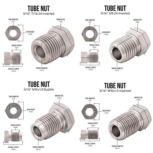 4LifetimeLines – 3/16" x 25' Stainless Steel Brake Line Kit | 316L Marine-Grade Tubing with 16 SAE Fittings | Corrosion & Rust Resistant | 15,310 PSI | Universal Fit for Cars & Trucks - size: 3/16 x 25 Kit