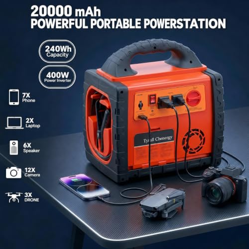 2200 Amp Car Jump Starter with Air Compressor,Portable Power Station with 260 PSI Tire Inflator,400W Power Inverter Dual AC/DC Ports,2.1A USB Port,Battery Clamps