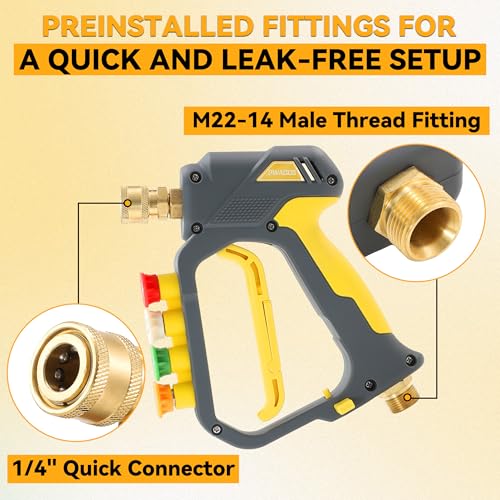 PWACCS Pressure Washer Foam Cannon Pro, Small No-Dilution Foam Gun 200 ML | Power Washer Soap Foam Blaster With Short Gun, 4 Spray Nozzles, For Car Wash - size: 200 ML