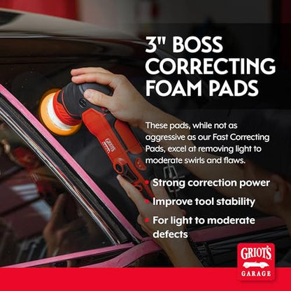 Griot's Garage 3" BOSS Correcting Foam Pads for Car Polishing, Buffing, Detailing and Light to Moderate Auto Paint Correction, Durable, Machine-Washable, Pack of 3 - size: 3" Pads (Set of 3)