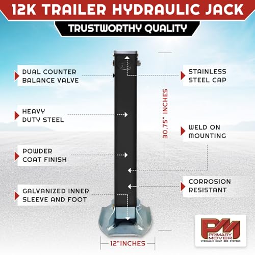 Hydraulic Trailer Jack (24,000 lb) - Power Jack 12K x 2 Double Acting, Lift Trailer Jack Stand with Hydraulic Power Unit (24k Jacks Weld On) PFJ-2-ADS-K - style: 24k Jack "Weld On"