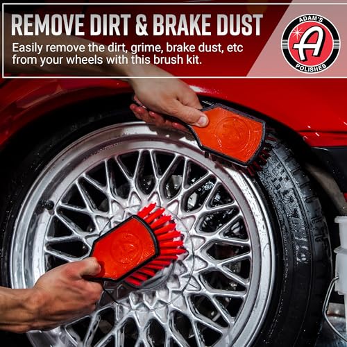 Adam's Wheel & Tire Brush Combo (2-Item) - Includes Wheel Brush & Tire Brush for Cleaning Rubber, Plastic, Chrome, Metal, Aluminum, Rim & Spoke Surfaces - size: 2-Item
