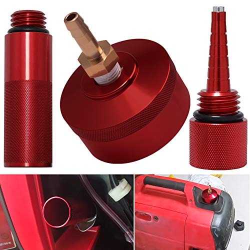 Upgrade Extended Run Fuel Gas Cap, Mess Free Oil Change Funnel & Magnetic Oil Dipstick Aluminum for Honda EU1000i EU2000i EU3000i Handi Generators | Red | 4 PACK