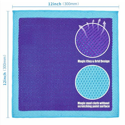 Clay Bar Towel Auto Detailing Claying Cloth - Faster & Effective Rubbing and Cleansing Tool, Smooth Paint Surface Prep for Waxing, Polishing and Sealant (12in x 12in, Purple)