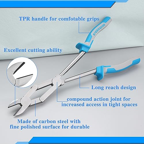 SPEEDWOX 13-Inch Long Reach Double-Joint Side Cutters Dual Pivot Wire Cutting Pliers Extra Long Engineer Pliers - style: Side Cutter