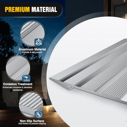 Nilight Door Threshold Ramp, 5" Rise Portable Aluminum Wheelchair Door Entry Ramps for Sheds Doorways Home Steps - size: 5" Rise