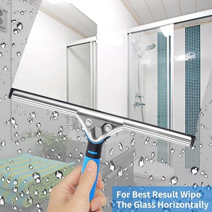 Window Washing Kit,Window Cleaning Squeegee Kit with Bucket | window Cleaning Tool,Squeegee with Shelf Storage for Window Cleaning,window squeegee for home Outdoor Commercial Use - size: 17.7"L x 10.63"W x 7.87"H
