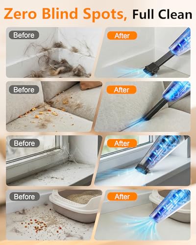 26000Pa Powerful Handheld Vacuum Cordless: 15-Min Quick Cleaning 120㎡ Rooms Portable 3H Fast Charging Dock 18-36 Min Runtime Brushless Motor - 1000mL Dust Cup One-Touch Emptying for Debris Pet Hair