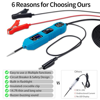 Automotive Test Light 3.5–36V DC Power Probe Tester, Car Circuit Tester with LCD Display, Voltage & Continuity Tester for Vehicle Wiring, Fuse & Battery Diagnosis