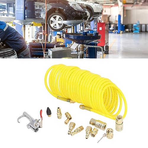 14PCS Air Compressor Kit with 1/4 Inch Quick Connector, Nylon Air Hose for 200 PSI, Air Tool Accessory Set Including Blow Gun for Automotive Repair and Cleaning