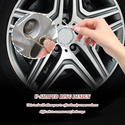 3PCS Car Wheel Lug Cap Removal Tool Set, 3 Type Car Wheel Hub Removal Tool, Auto Wheel Bolt Cap Removal Tool Hook & Nut Caps Lug Puller, Universal Nut Caps Lug Puller for Most Vehicles