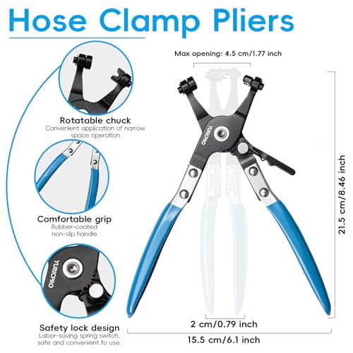 130Pcs 6-25mm Spring Band Hose Clamps With Hose Clamp Plier Assortment Kit，Constant Tension Radiator Hose Clamps，for Fuel Lines, Silicone, Vacuum Hoses，Water Pipe