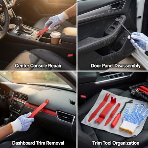 6 PCS Nylon Auto Trim Removal Tool Kit No-Scratch Removal Tool Kit for Car Panel & Audio Dashboard Dismantle Red - color: Red Trim Removal Tool