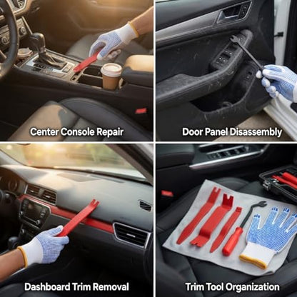 6 PCS Nylon Auto Trim Removal Tool Kit No-Scratch Removal Tool Kit for Car Panel & Audio Dashboard Dismantle Red - color: Red Trim Removal Tool