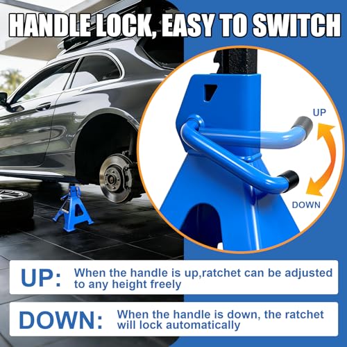 6 Ton Jack Stands Heavy Duty 13,200 LBs,Car Jack Stands for Trucks with Double Pin Locking & Extra Rubber Pads, 15.6"-23.4" Adjustable for Garage, Home,DIY Vehicle Lifting, 1 Pair Blue - size: 6 Ton