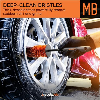 Sudslab Mini Wheel Cleaning Brush – Durable Multipurpose Rim Brush for Cars, Trucks, Motorcycles, Bicycles, Boats, Rims, Exhaust Tips, – Mini Design, Dense Bristles, All Surface Cleaner - size: Mini